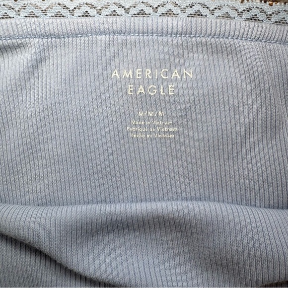 😎American Eagle Outfitters Women’s Light Blue Tank Top Camisole With Lace Medium - Picture 3 of 6
